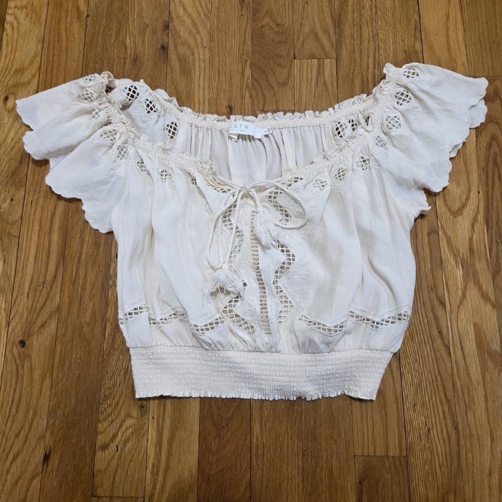 Astr The Label Fairy Whimsygoth Romantic Cropped Off The Shoulder Blouse Small